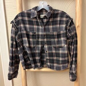 Universal Thread Gray and Brown Plaid Shirt